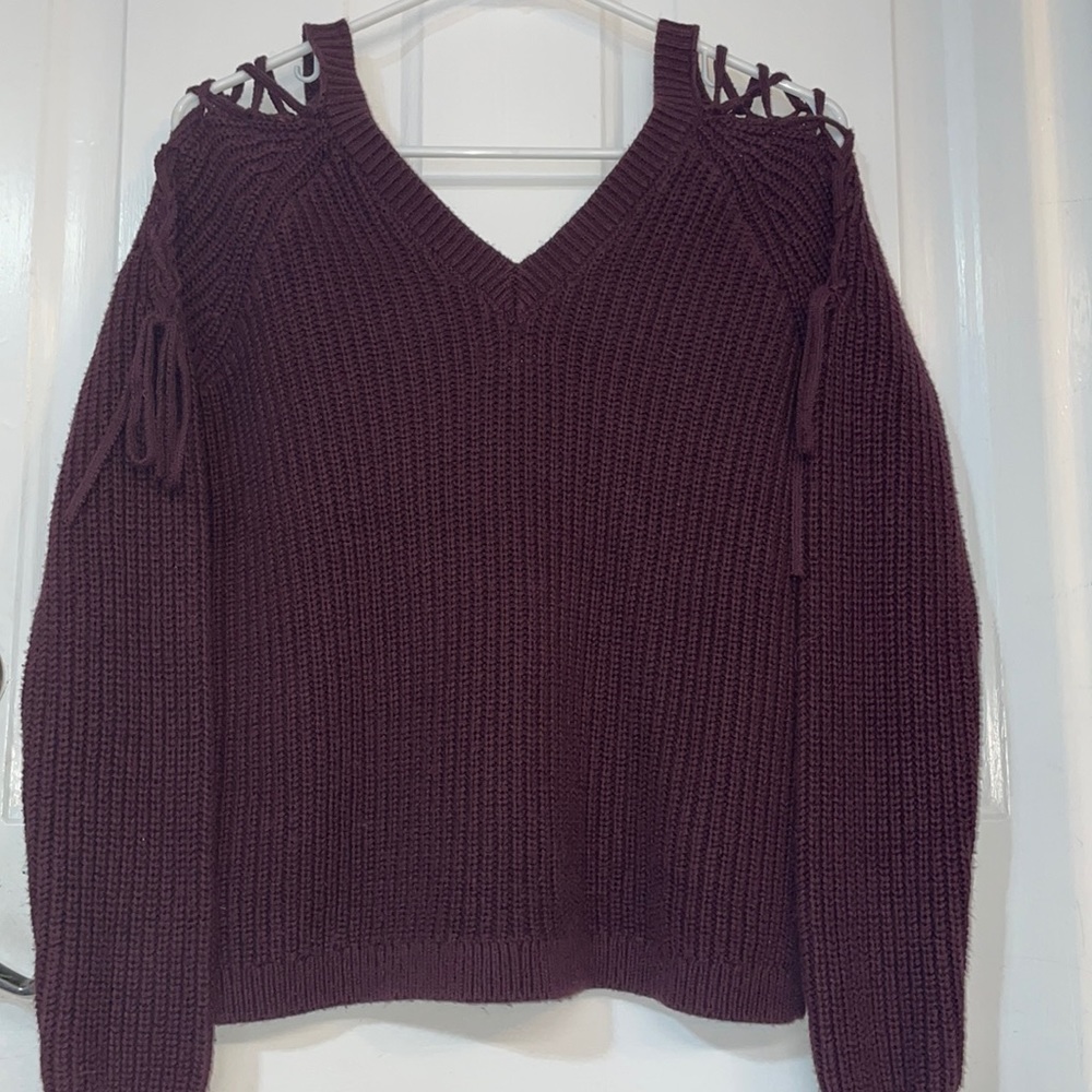 Pacsun Lace Up Cold Shoulder Sweater